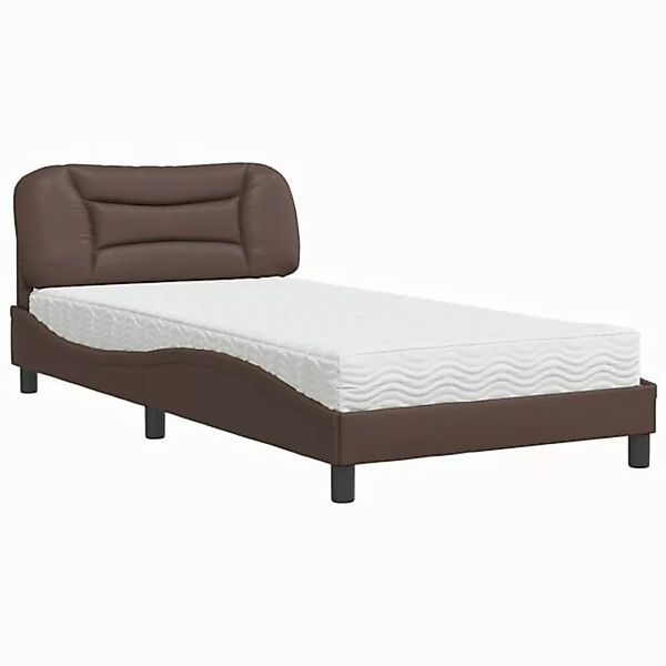 vidaXL Bett Bett mit Matratze Braun 100x200 cm Kunstleder günstig online kaufen