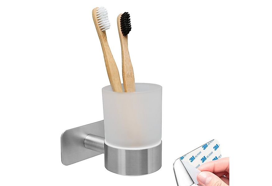 bremermann Zahnputzbecher Bad-Serie PIAZZA TAPE - mit Klebepad, aus Glas un günstig online kaufen