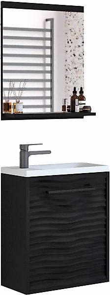 welltime Badmöbel-Set "Canada" Komplett-Set, Fronten mit Wellenstruktur, 2 günstig online kaufen