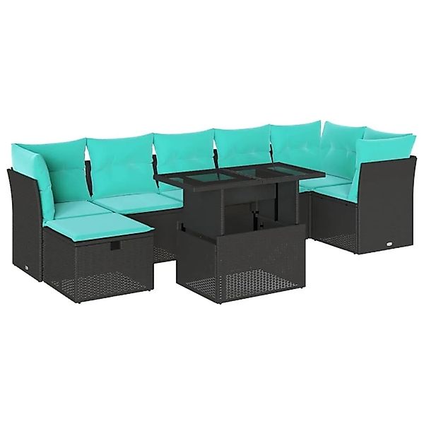 vidaXL 8-Tlg Gartensofa-Set mit Kissen Schwarz Polyrattan 3274667 günstig online kaufen