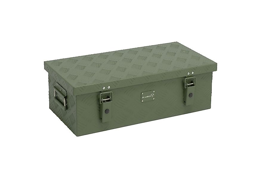 ALUBOX Aufbewahrungsbox Alukiste Transportbox Riffelblech olivgrün matt (36 günstig online kaufen