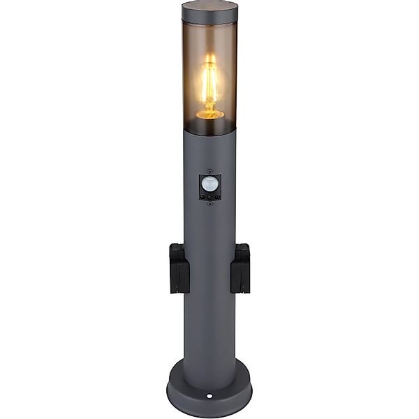 Globo Außenleuchte Boston Edelstahl Anthrazit mit 2 Steckdosen & Bewegungss günstig online kaufen