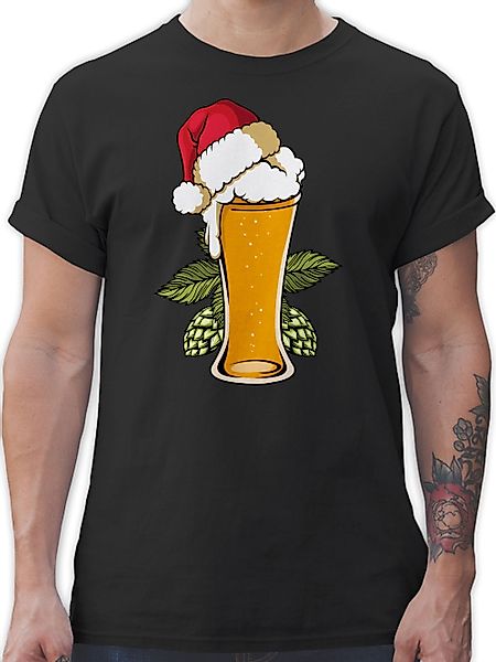 Shirtracer T-Shirt Bierglas mit Weihnachtsmütze Weihachten günstig online kaufen