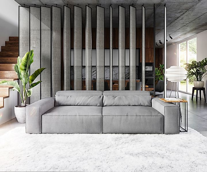 Big-Sofa Sirpio XL 270x130 cm Mikrofaser Grau günstig online kaufen