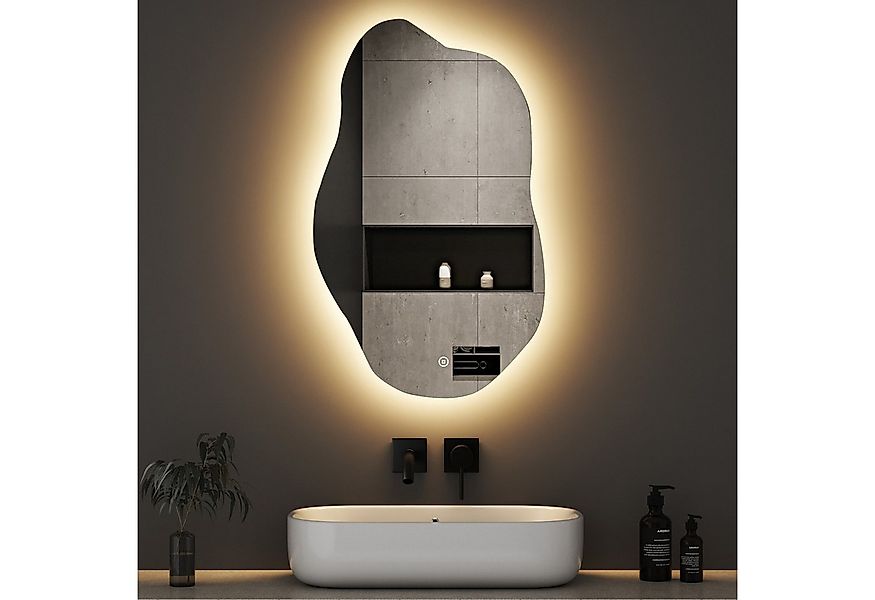 WDWRITTI Wandspiegel mit beleuchtung Badspiegel LED Touch Modern Dreifarbig günstig online kaufen