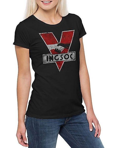 Urban Backwoods Print-Shirt 1984 Logo Vintage Ingsoc Damen T-Shirt Big Ocea günstig online kaufen