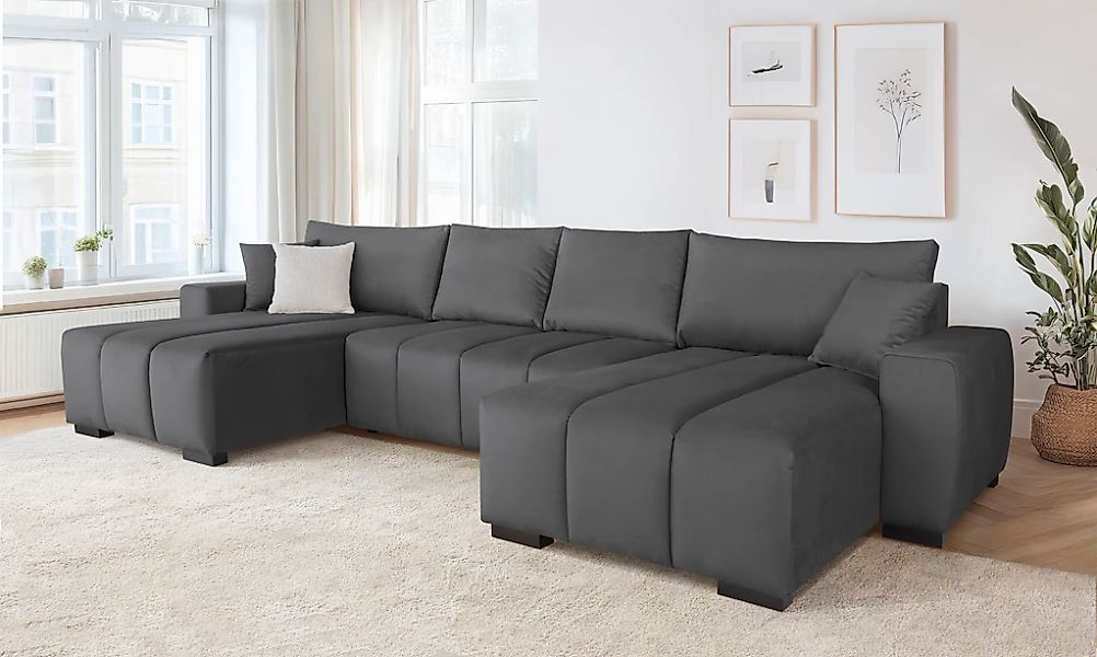 Home affaire Wohnlandschaft "U-Form Bello" mit Bettfunktion, Bettkasten Fre günstig online kaufen