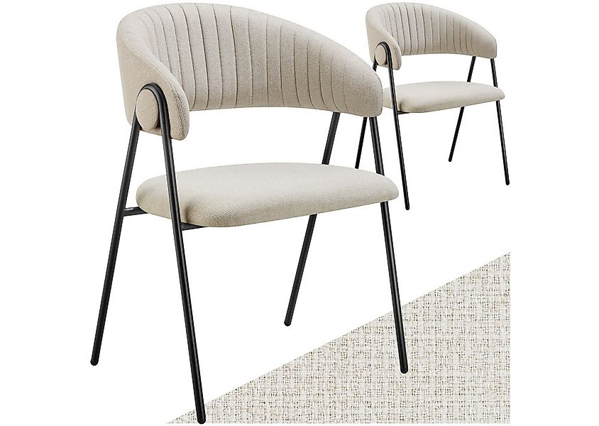 tectake Esszimmerstuhl Armlehnstuhl Bedano, gepolstert, Webstoff, Belastbar günstig online kaufen