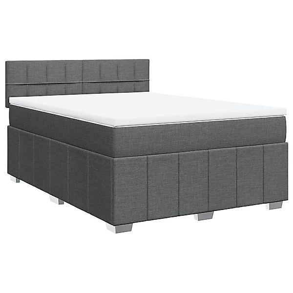 vidaXL Bett Boxspringbett mit Matratze Dunkelgrau günstig online kaufen