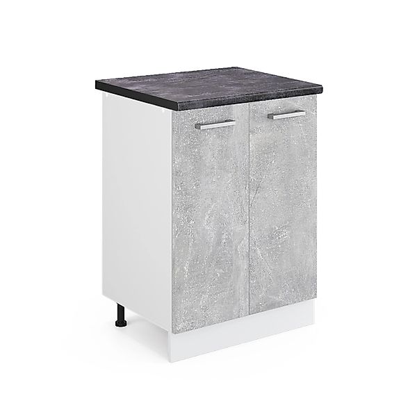 Vicco Küchenunterschrank R-Line Küchenkommode Beton/Weiß 60 cm AP Anthrazit günstig online kaufen