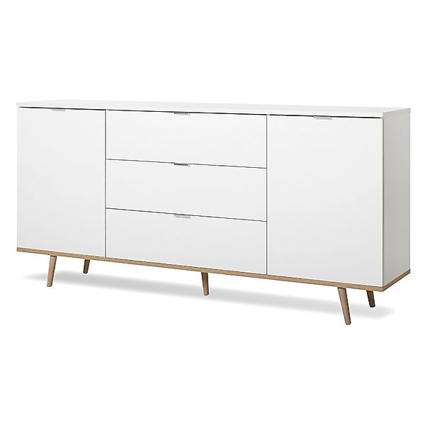 Furn.Design Sideboard Weiß Matt Eiche 180 cm 2-türig Skandinavisch Lundby günstig online kaufen