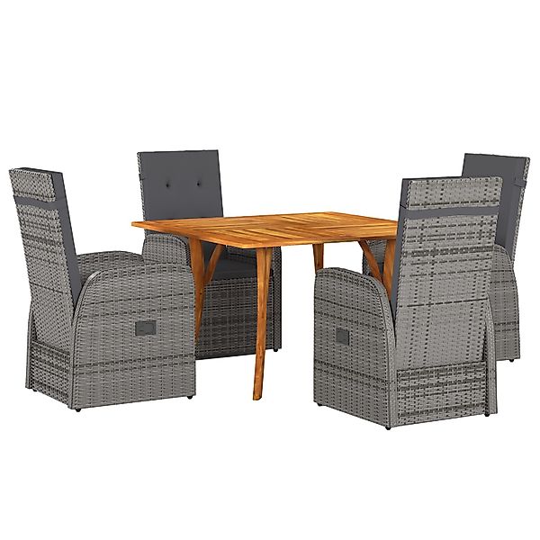 vidaXL Garten Essgruppe mit Kissen 5-Tlg Grau Poly Rattan 3172812 günstig online kaufen