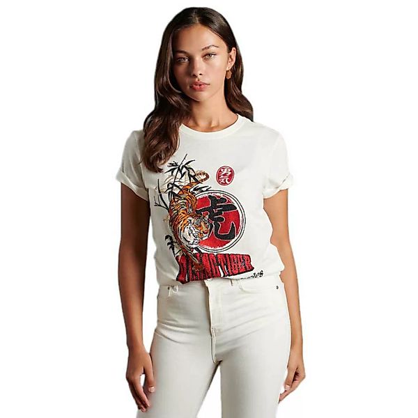 Superdry Rising Sun Kurzarm T-shirt XL Cream günstig online kaufen