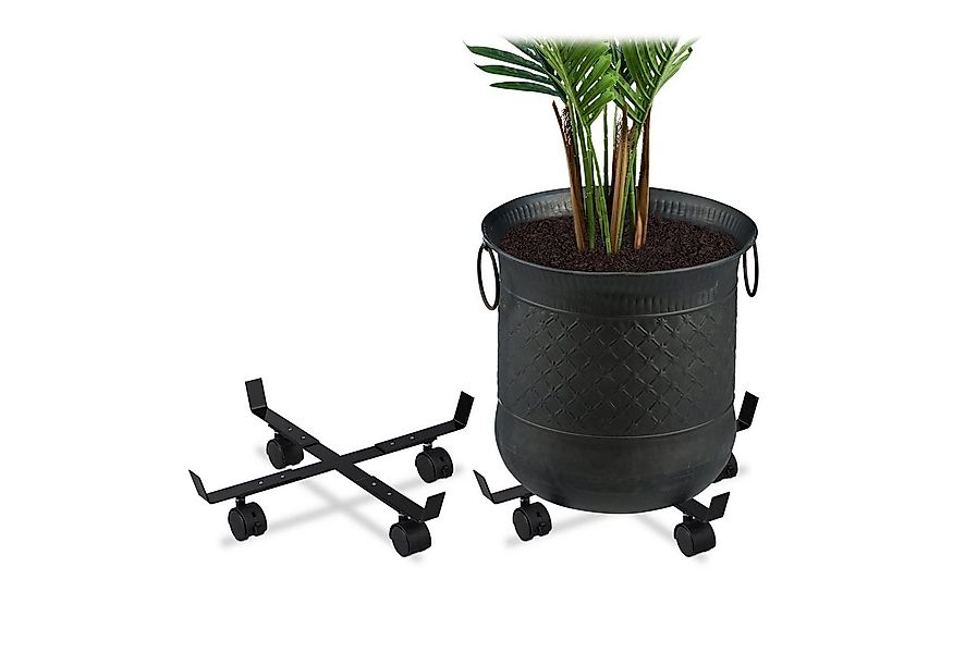 relaxdays Blumentopfuntersetzer Pflanzenroller ausziehbar 2er Set günstig online kaufen