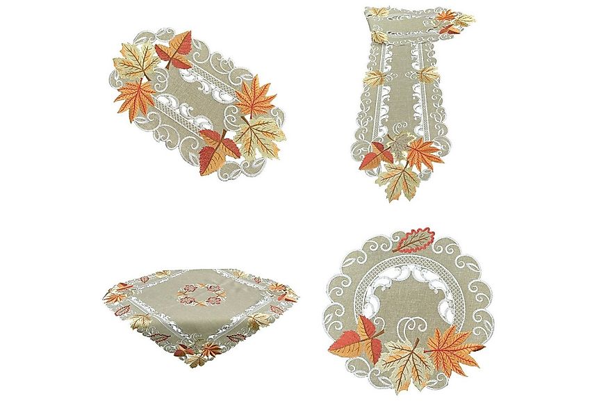 Westernlifestyle Tischdecke Herbst Blätter grün beige günstig online kaufen