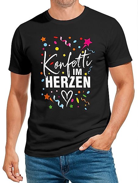 MoonWorks Print-Shirt Herren T-Shirt Fasching Karneval Konfetti im Herzen K günstig online kaufen