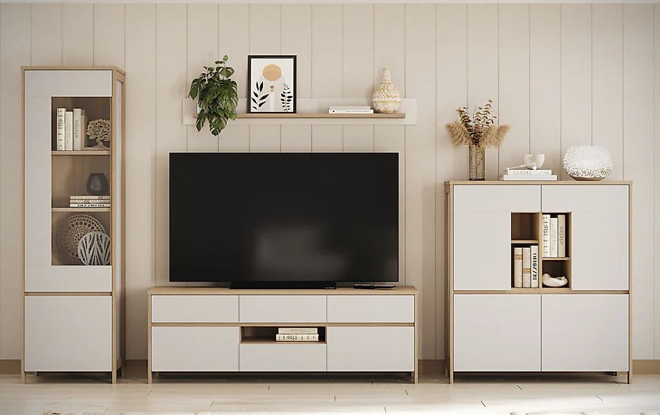 Home affaire Wohnwand "Stranda, moderne Anbauwand, Komplettset im Scandi-St günstig online kaufen