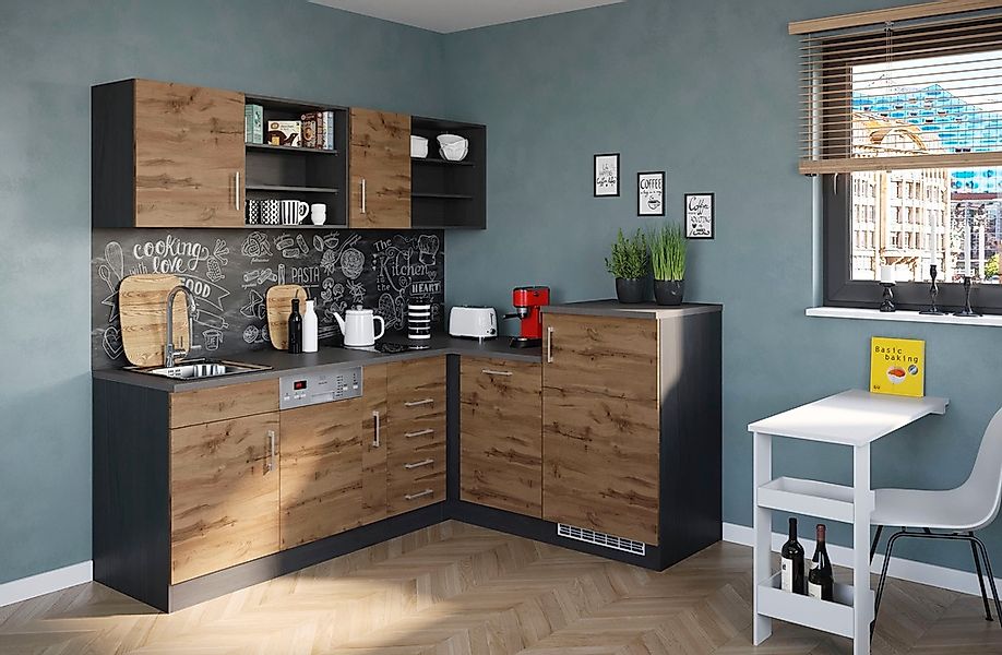 KOCHSTATION Küche »KS-Mali« Stellbreite 210/170 cm, mit E-Geräten günstig online kaufen