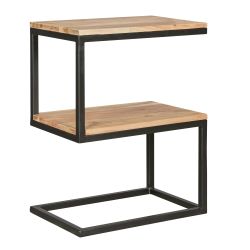FINEBUY Beistelltisch Beistelltisch S-Form Massivholz Metall günstig online kaufen