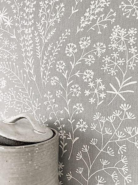 Newroom Vliestapete, Grau Tapete Floral Blumen günstig online kaufen