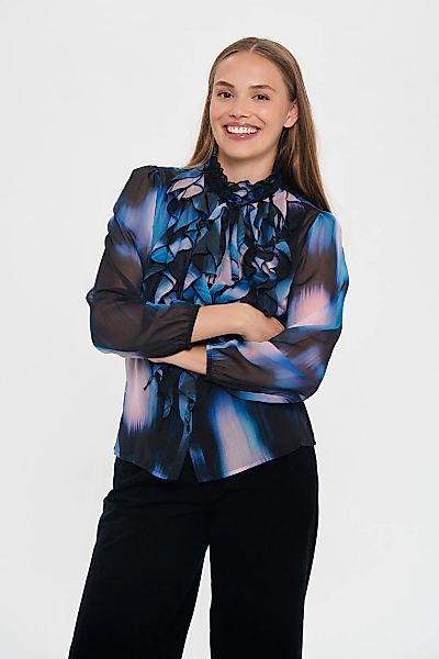 Saint Tropez Rüschenbluse "LiljaSZ Crinkle LS Shirt" Regular fit, Chiffon, günstig online kaufen