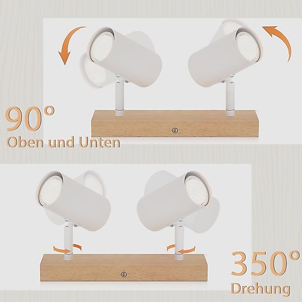Nettlife Deckenstrahler Weiß Holz 1/2/3 Flammig günstig online kaufen