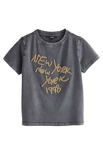 Next T-Shirt Gewaschenes Glitzer-T-Shirt mit New York-Print (1-tlg) günstig online kaufen