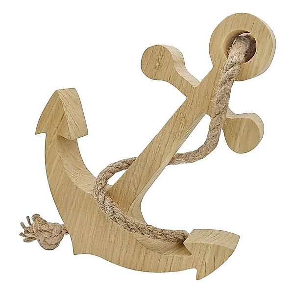 ERST-HOLZ Dekoobjekt Holz Anker mit Juteseil Marine Deko Badezimmer Deko günstig online kaufen