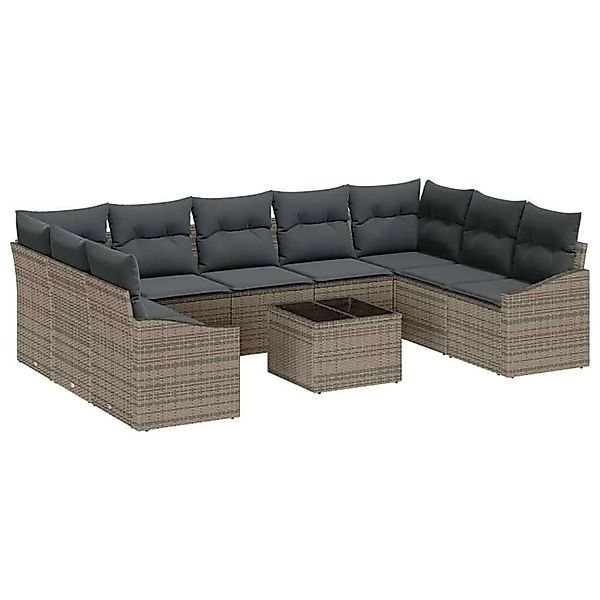 vidaXL Gartensofa-set mit Kissen 9-Tlg Hellgrau Poly-Rattan 3355558 günstig online kaufen