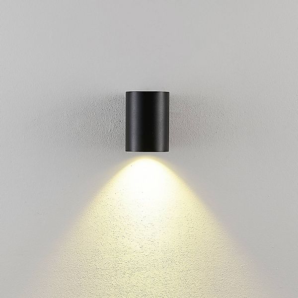 Außenwandlampe CAN, schwarz, 1-flg., Ø 8 cm IP65 Metall GU10 günstig online kaufen