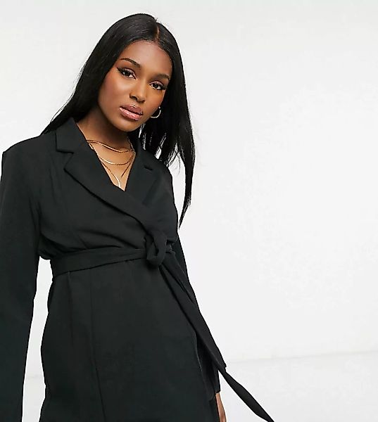 ASOS DESIGN Maternity – Anzugblazer aus Jersey mit Wickeldetail in Schwarz günstig online kaufen