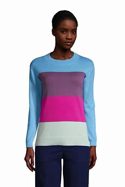 Colorblock Feinstrick-Pullover Rundhals aus Baumwolle, Damen, Größe: S Norm günstig online kaufen