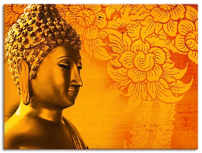 Artland Leinwandbild "Buddha Goldstatue - gold", Religion, (1 St.), auf Kei günstig online kaufen