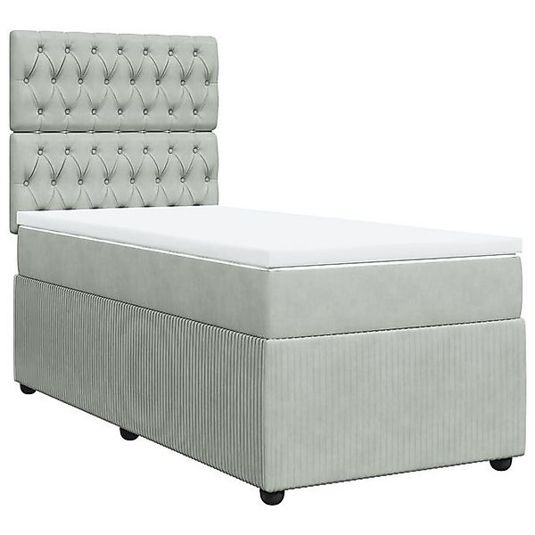 vidaXL Bettgestell Boxspringbett mit Matratze Hellgrau 90x200 cm Samt Bett günstig online kaufen