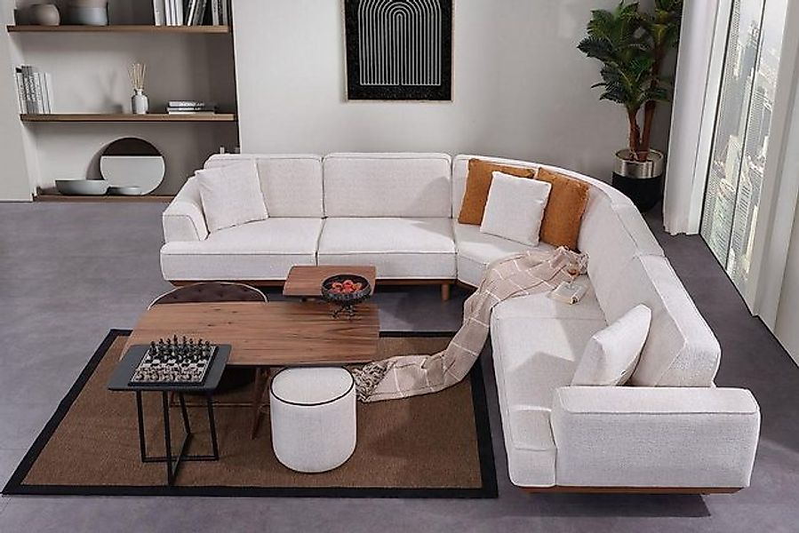 JVmoebel Ecksofa Weißes Polster Ecksofa L-Form Eckcouch Wohnzimmer Textil S günstig online kaufen