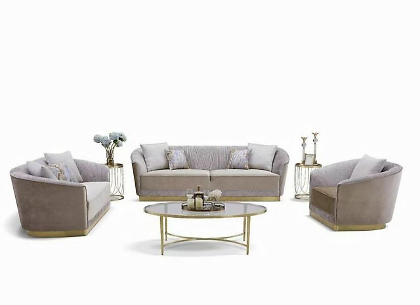 JVmoebel Sofa Beige Wohnlandschaft Sofagarnitur 3+2+1 Sitzer Luxus Neu, Mad günstig online kaufen