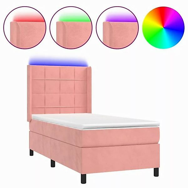 vidaXL Boxspringbett Boxspringbett mit Matratze LED Rosa 80x200 cm Samt Bet günstig online kaufen