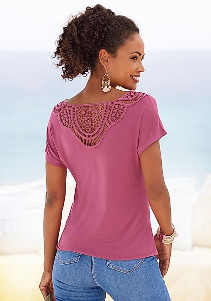 Vivance Kurzarmshirt mit Häkelspitze am Rücken aus weichem Viskose-Stretch günstig online kaufen