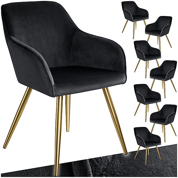 tectake Esszimmerstuhl Küchenstuhl Marilyn Samtoptik, goldene günstig online kaufen