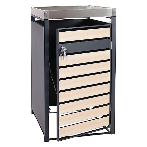 PROREGAL Mülltonnenbox 1er Mit Pflanzkasten 125x68x80cm Anthrazit Buche-Hol günstig online kaufen