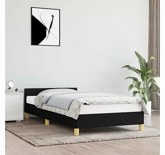 furnicato Bett Bettgestell mit Kopfteil Schwarz 100x200 cm Stoff günstig online kaufen