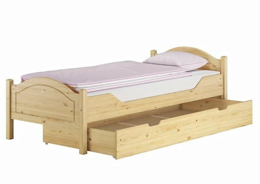 Erst-Holz® Einzelbett Kiefer 100x200 mit Rost, Matratze und Bettkasten natu günstig online kaufen