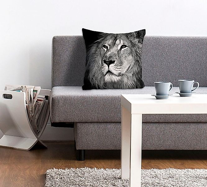 queence Dekokissen "Michelle" Kissenhülle,Löwe,Schwarz,Stylisch,Minimalisti günstig online kaufen