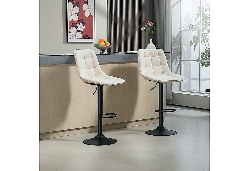 HOMCOM Barhocker mit Lehne, Stahlgestell, Chenille-Optik (Höhenverstellbare günstig online kaufen