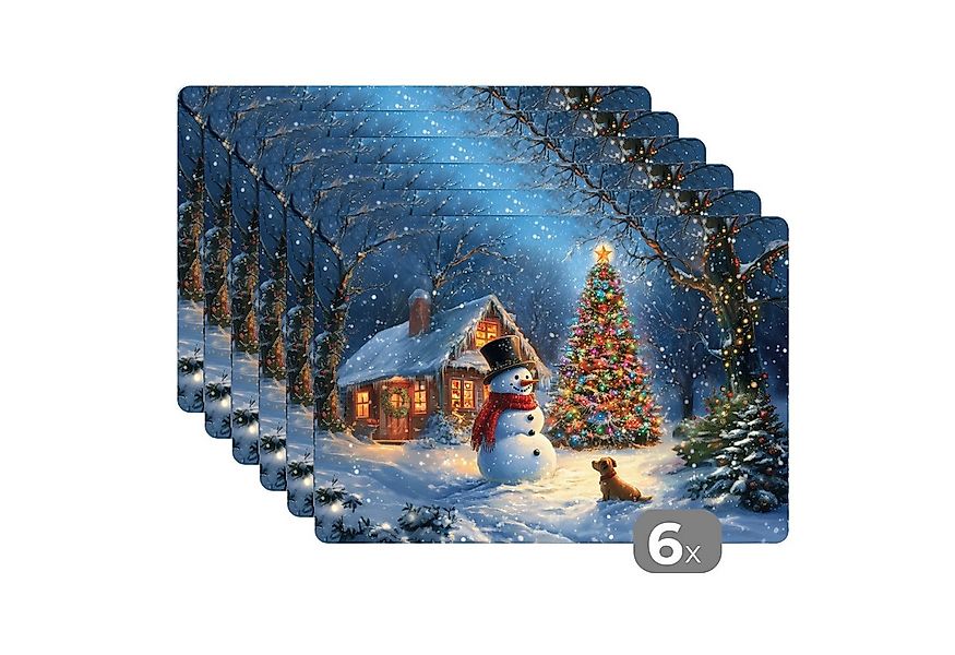 MuchoWow Platzset Weihnachtswunder - Winterabend - Farbenfroh, (6-St), Plat günstig online kaufen