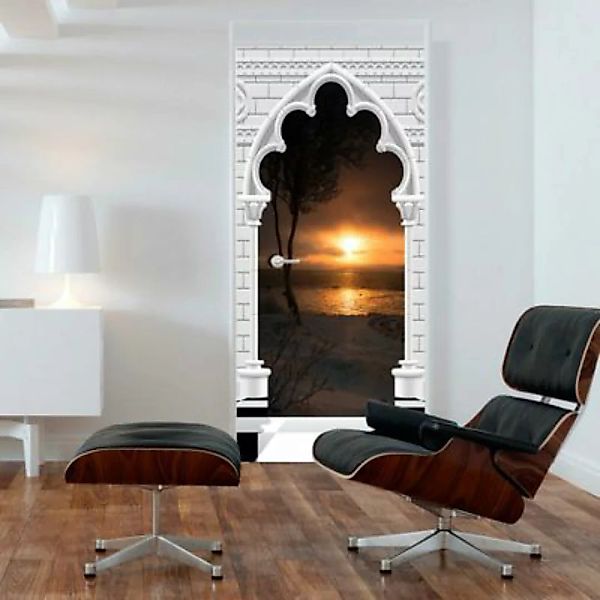 artgeist Türtapete Photo wallpaper - Gothic arch and sunset I mehrfarbig Gr günstig online kaufen