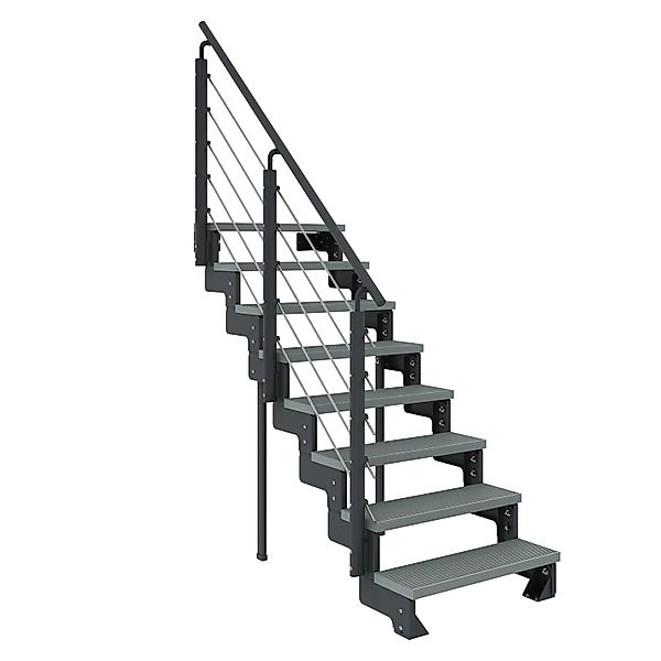 Dolle Außentreppe Gardentop Anthrazit 8 Stufen 80 cm Grau inkl. Geländer günstig online kaufen