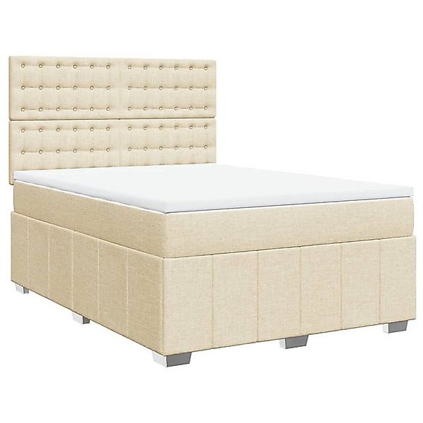 vidaXL Bett Boxspringbett mit Matratze Creme 160x200 cm Stoff günstig online kaufen