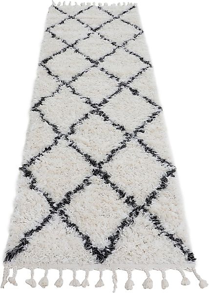carpetfine Hochflor-Läufer »Eddy«, rechteckig, 30 mm Höhe, mit Fransen, Woh günstig online kaufen