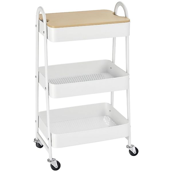 HOMCOM Küchenwagen Stahl PP-Kunststoff Weiß 45L x 31B x 79,4H cm günstig online kaufen